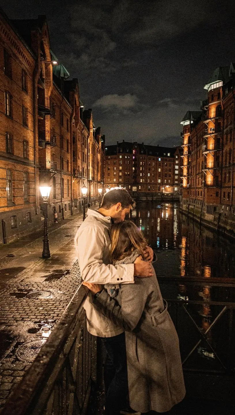 Die malerische Speicherstadt mit ihren Backsteingebäuden und schmalen Kanälen, die zum Entdecken einladen.