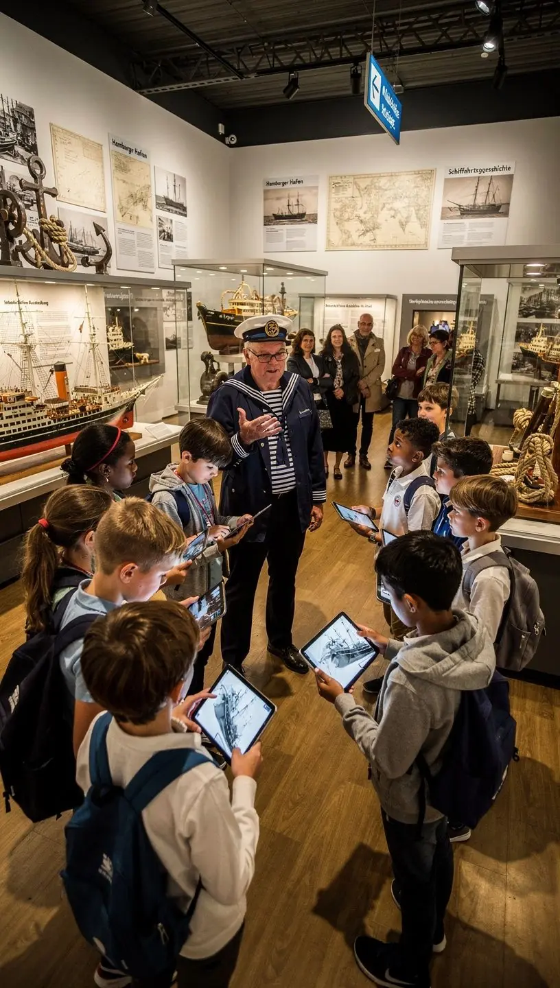 Eine Hafenrundfahrt mit Touristen auf einem Ausflugsboot, das durch die beeindruckenden Dockanlagen fährt.