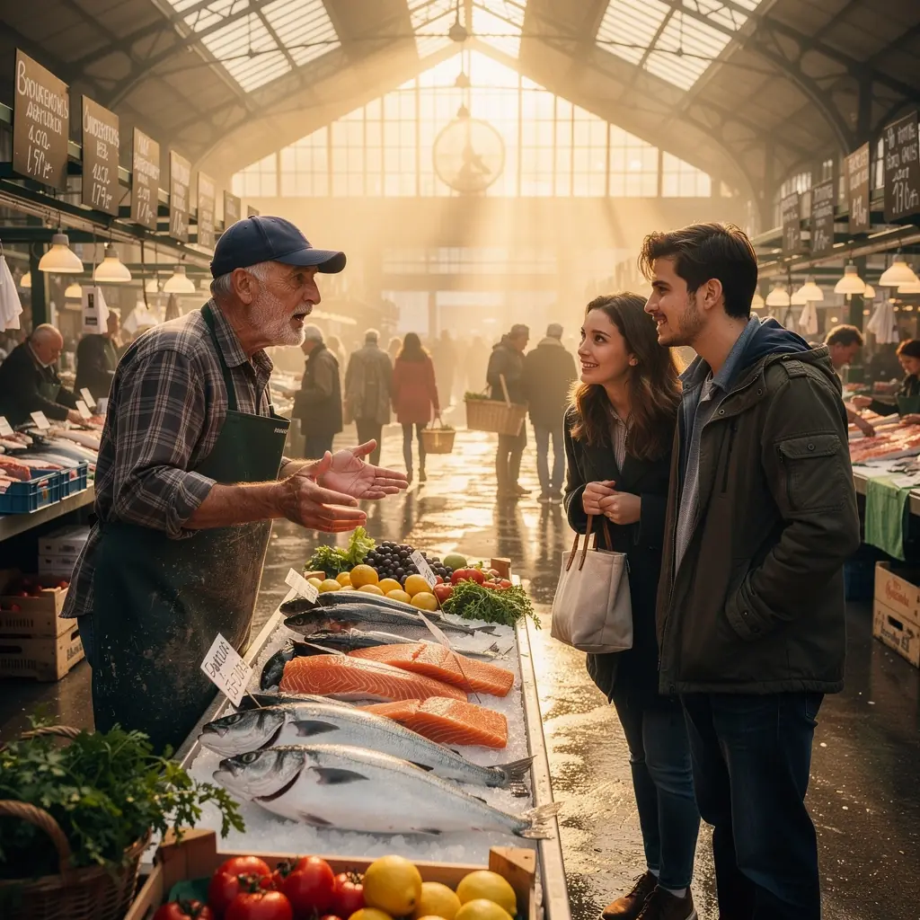 Die Hafenlandschaft bei Sonnenuntergang, die das Wasser in warmen Farben erstrahlen lässt.
